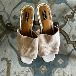 JAGGAR Cream Woven Slide Mules Size 38